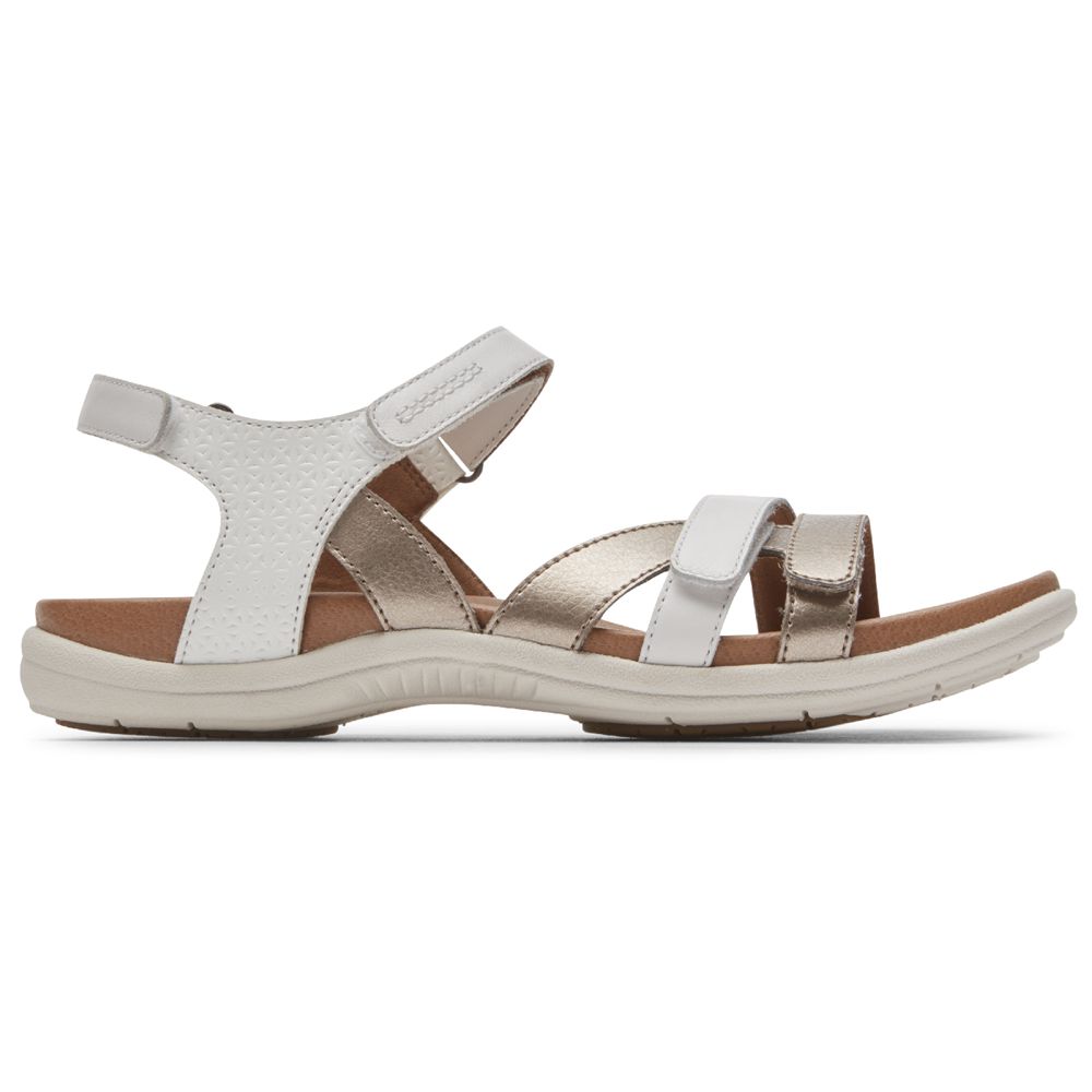 Rockport Canada Cobb Hill Rubey 3-Strap - Womens Sandals White (OIJ851024)